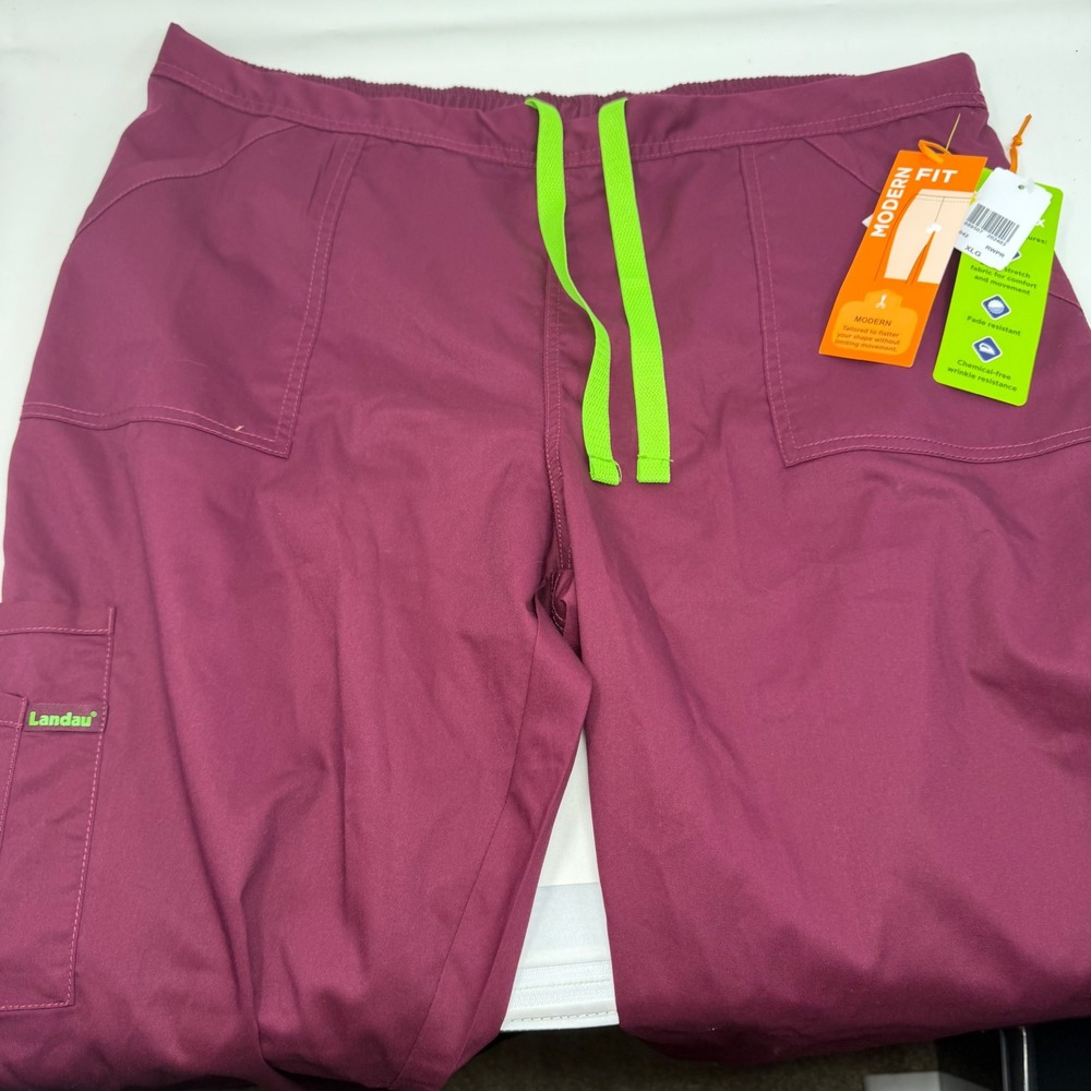 Landau ProFlex 2042 Modern Fit Scrub Pants Wine Purple XLG NWT Professional Wear